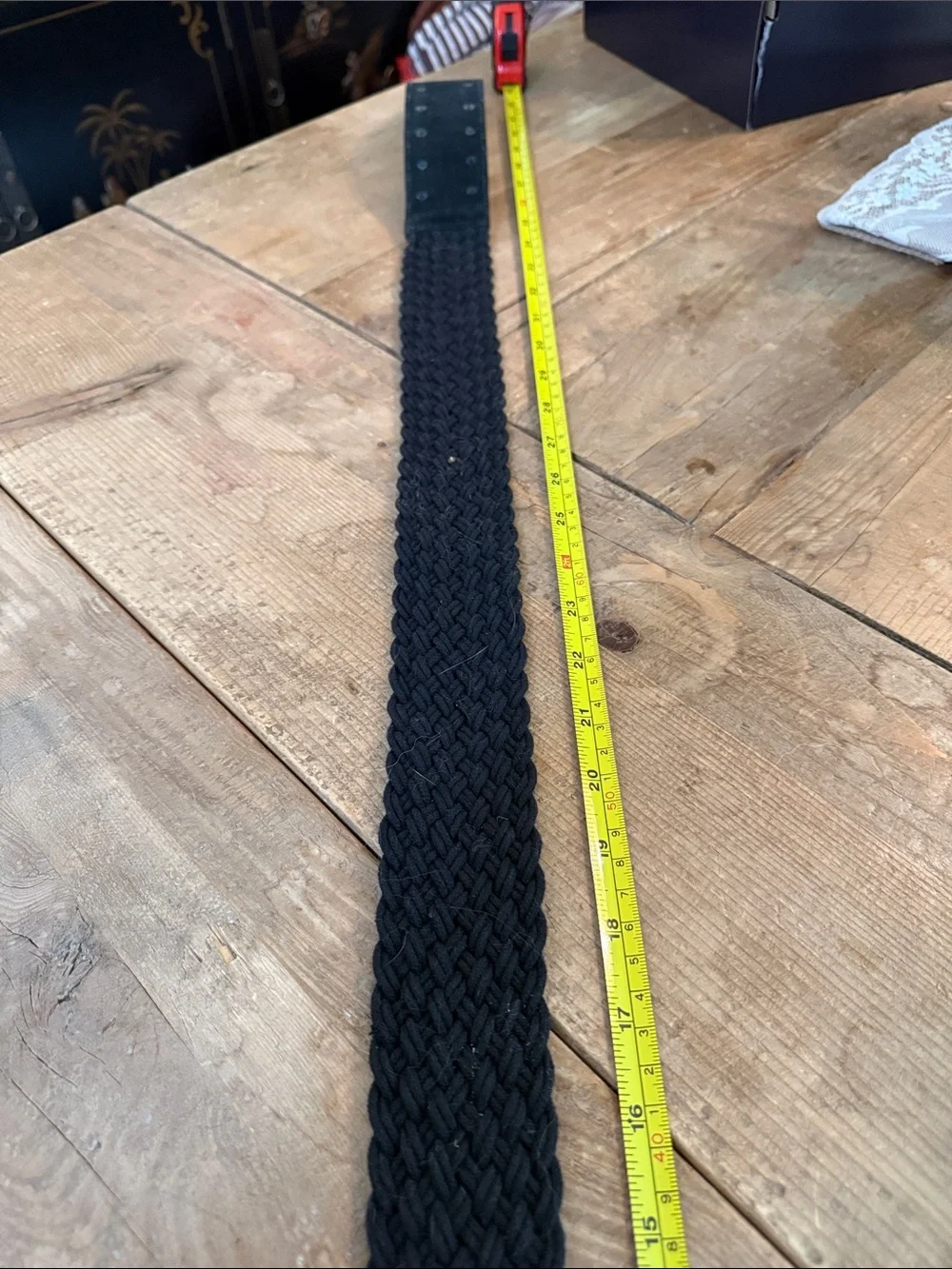 Black Braided Men's Belt with Antique Brass Buckle